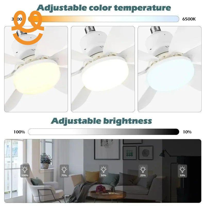 LED 30W Ceiling Fan Light E27 with Remote Control for Dimming, Suitable for Living Room, Study, Household Use,