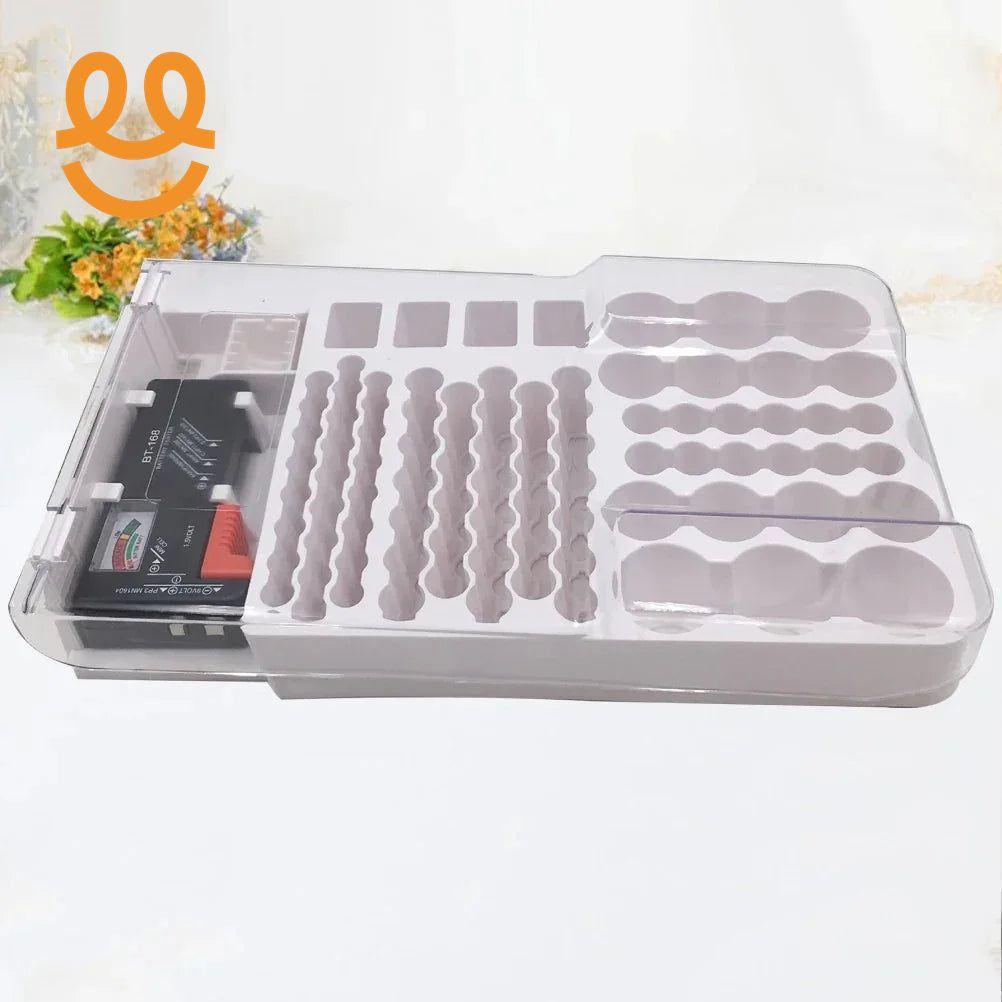Battery Storage Organiser Holder with Tester Holds 93 Batteries Battery Caddy Rack