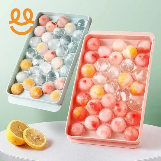 Plastic round Ice Cube Mold with Lid Home Kitchen Ice Tray Ball Shaped Freezer Ice Maker Tool