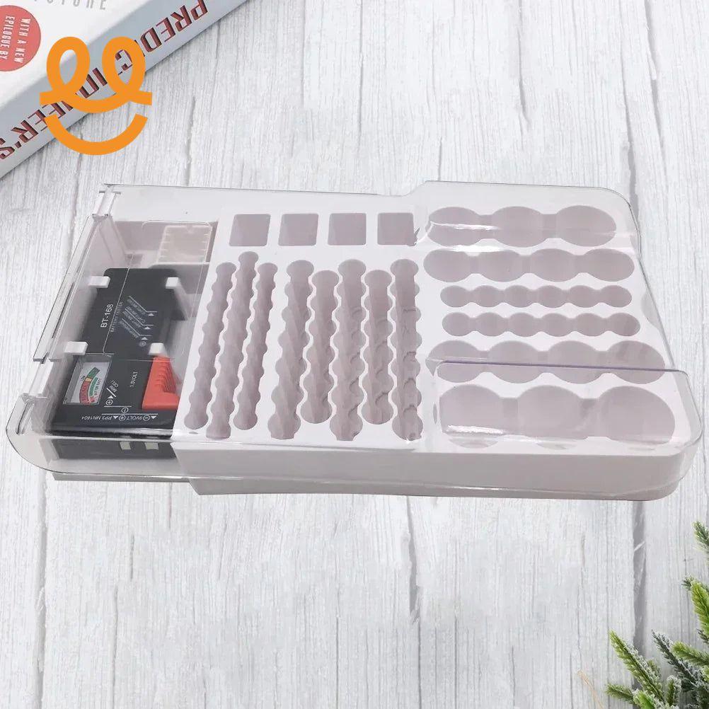 Battery Storage Organiser Holder with Tester Holds 93 Batteries Battery Caddy Rack