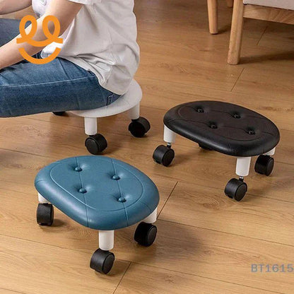 Low Rolling Stool Household Pulley Chair Footstool 360 Degree Rotating Stool Seat With Wheels Children Shoe Changing Stool