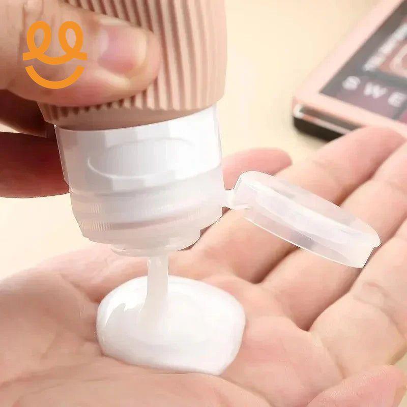 4pcs Silicone Gel Portioning Bottles Set for Body Wash, Skincare Lotion, Thickened Silicone Bottles for Travel Portioning