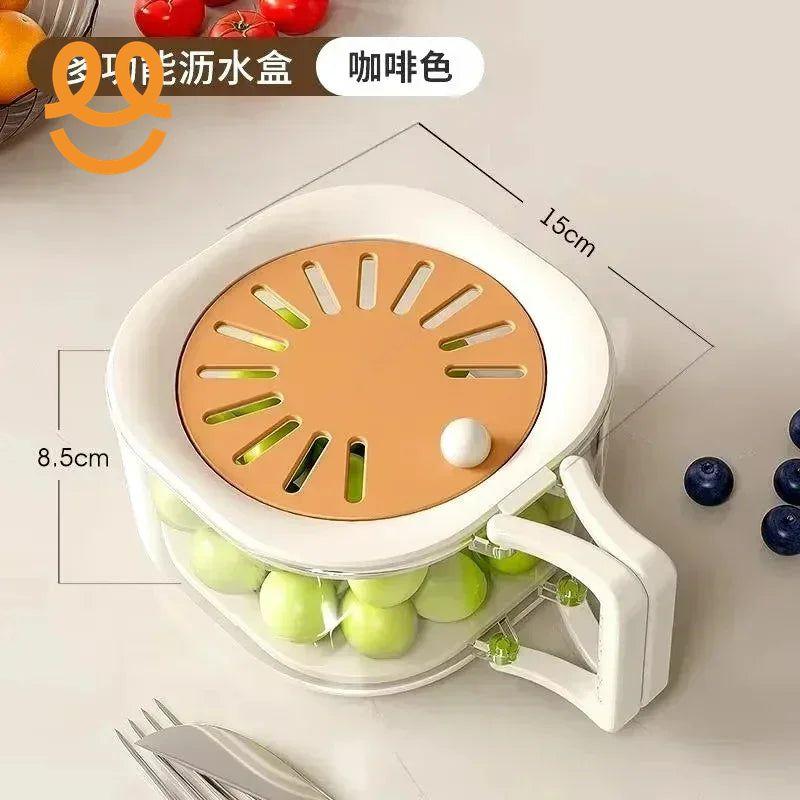 Dust-Proof Fruit Drainer Basket -Hidden Folding Handle Drain