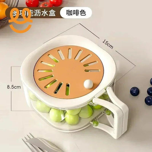 Dust-Proof Fruit Drainer Basket -Hidden Folding Handle Drain