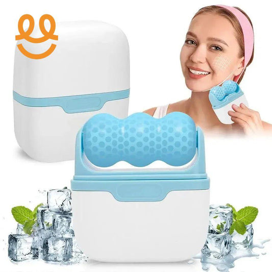 Double-headed facial ice roller, used for facial and head massage, made of resin material, without fragrance and battery