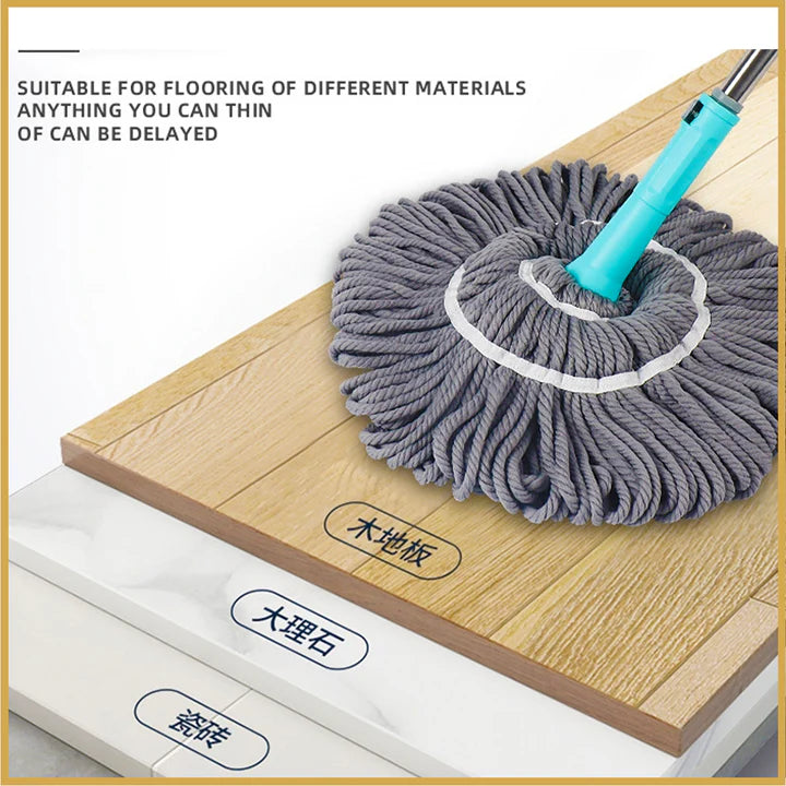 Extendable Twist Mop Fine Fiber Floor Mop - 2-in-1 Rotatable Adjustable Mop | 360-Degree Fine Fiber Fabric Self-Twisting Dehydrated Mop | Hard Floor Cleaning Mop | Self-Twisting Torque Mop for Cleaning Walls