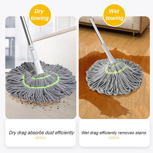 Extendable Twist Mop Fine Fiber Floor Mop - 2-in-1 Rotatable Adjustable Mop | 360-Degree Fine Fiber Fabric Self-Twisting Dehydrated Mop | Hard Floor Cleaning Mop | Self-Twisting Torque Mop for Cleaning Walls