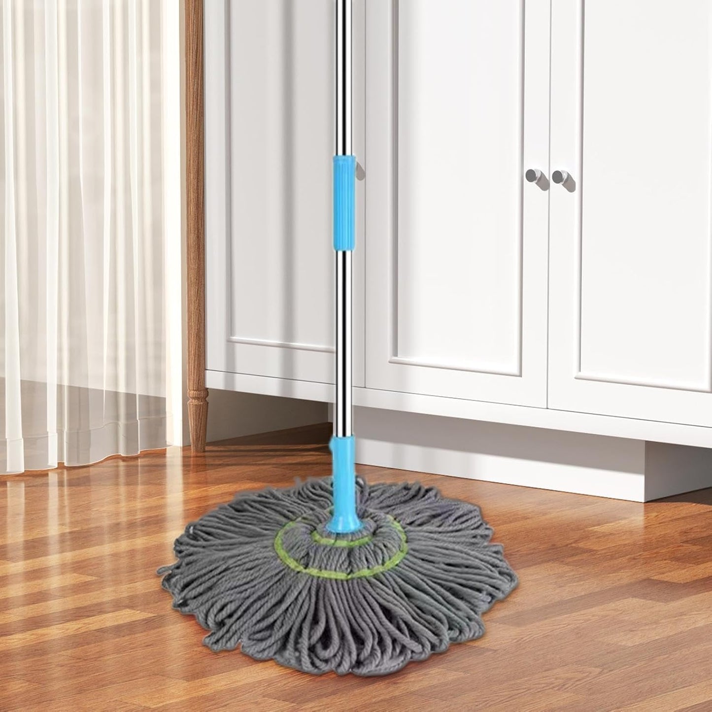 Extendable Twist Mop Fine Fiber Floor Mop - 2-in-1 Rotatable Adjustable Mop | 360-Degree Fine Fiber Fabric Self-Twisting Dehydrated Mop | Hard Floor Cleaning Mop | Self-Twisting Torque Mop for Cleaning Walls