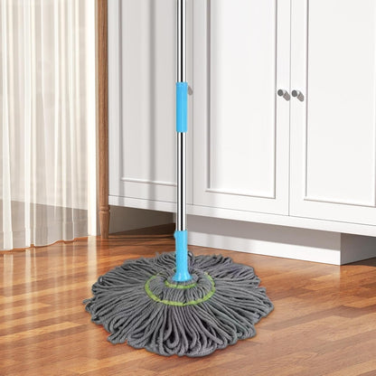 Extendable Twist Mop Fine Fiber Floor Mop - 2-in-1 Rotatable Adjustable Mop | 360-Degree Fine Fiber Fabric Self-Twisting Dehydrated Mop | Hard Floor Cleaning Mop | Self-Twisting Torque Mop for Cleaning Walls