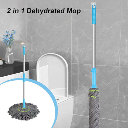 Extendable Twist Mop Fine Fiber Floor Mop - 2-in-1 Rotatable Adjustable Mop | 360-Degree Fine Fiber Fabric Self-Twisting Dehydrated Mop | Hard Floor Cleaning Mop | Self-Twisting Torque Mop for Cleaning Walls