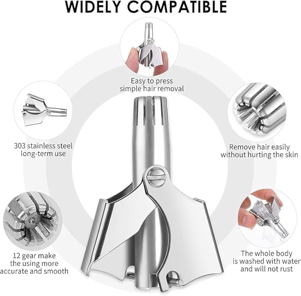 Manual Nose Hair Trimmer – Precision Stainless Steel, Pain-Free Grooming Tool