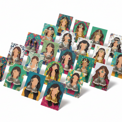 Earrings Eidi Cards – Pack of 27 Mini Festive Cards without Jewellery (Random Designs)