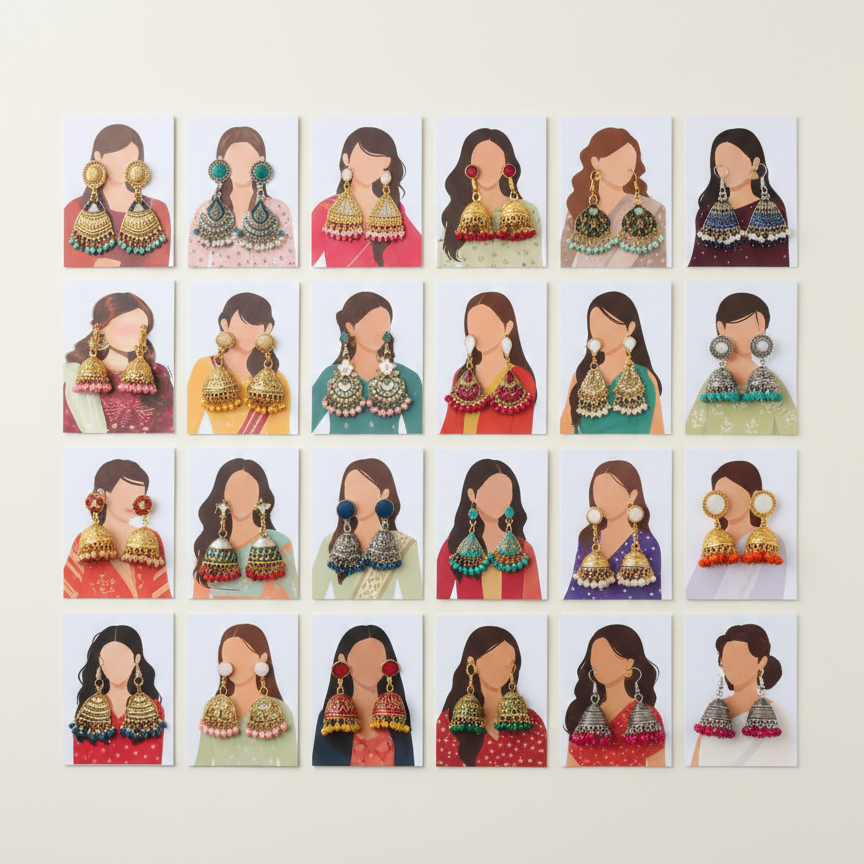 Earrings Eidi Cards – Pack of 27 Mini Festive Cards without Jewellery (Random Designs)