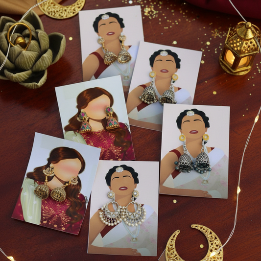 Earrings Eidi Cards – Pack of 27 Mini Festive Cards without Jewellery (Random Designs)