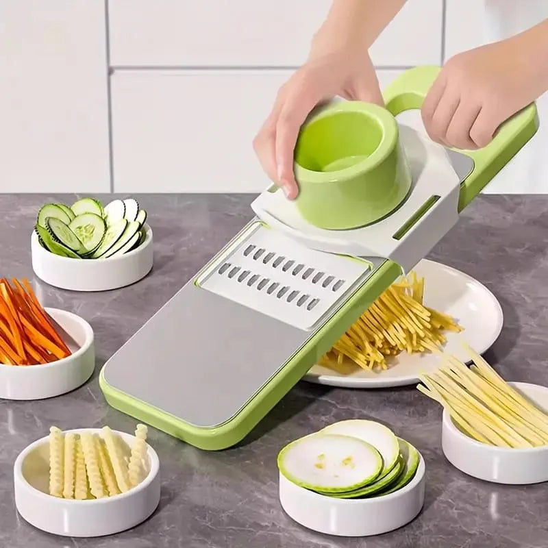 5 in 1 Vegetable Cutter, Universal Slicer, Onion Cutter with 5 Blade Settings and Collection Basin, Professional Vegetable Slicer for Onions, Garlic, Tomatoes, Potato, Carrot