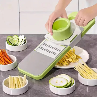 5 in 1 Vegetable Cutter, Universal Slicer, Onion Cutter with 5 Blade Settings and Collection Basin, Professional Vegetable Slicer for Onions, Garlic, Tomatoes, Potato, Carrot