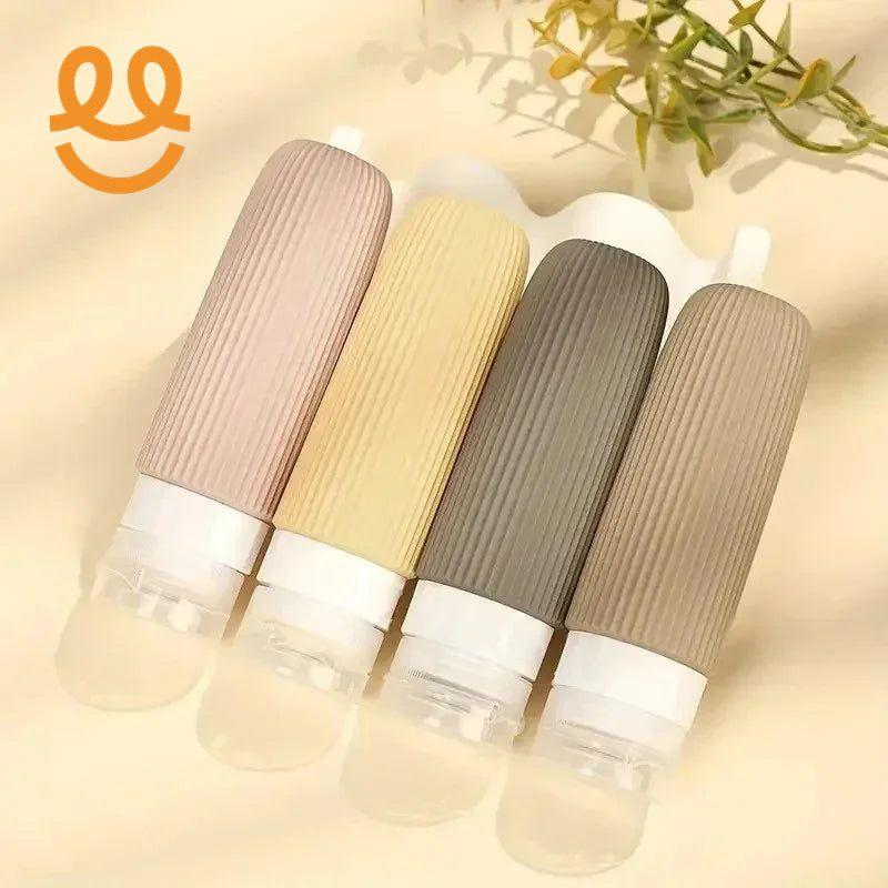 4pcs Silicone Gel Portioning Bottles Set for Body Wash, Skincare Lotion, Thickened Silicone Bottles for Travel Portioning