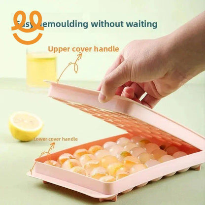 Plastic round Ice Cube Mold with Lid Home Kitchen Ice Tray Ball Shaped Freezer Ice Maker Tool