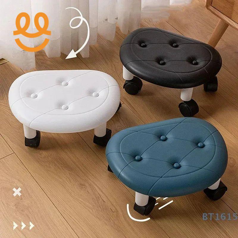 Low Rolling Stool Household Pulley Chair Footstool 360 Degree Rotating Stool Seat With Wheels Children Shoe Changing Stool