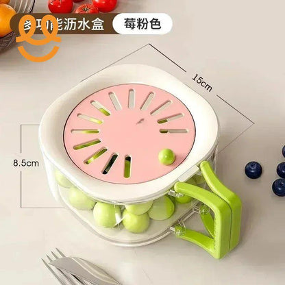 Dust-Proof Fruit Drainer Basket -Hidden Folding Handle Drain