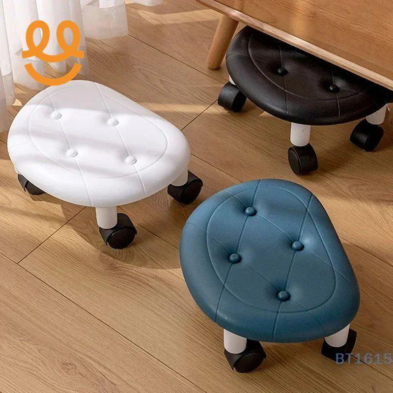 Low Rolling Stool Household Pulley Chair Footstool 360 Degree Rotating Stool Seat With Wheels Children Shoe Changing Stool