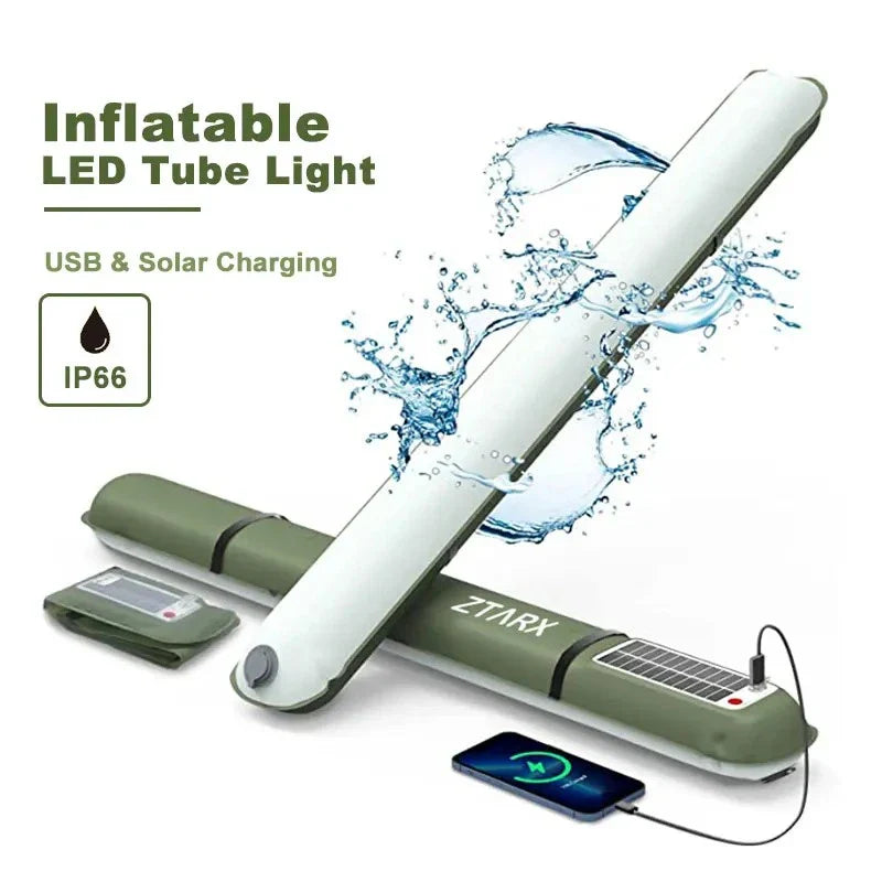Ztarx Inflatable LED Tube Light USB Solar Charging Built-in Battery Air Light Waterproof