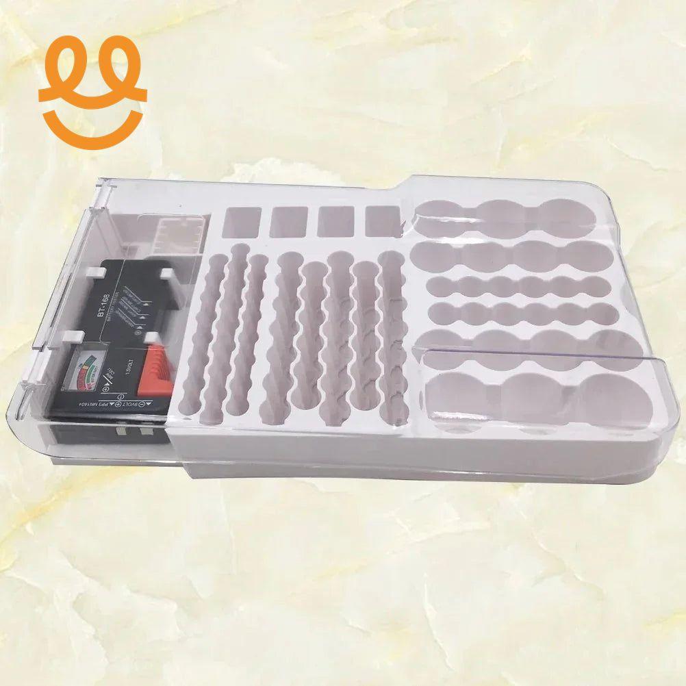 Battery Storage Organiser Holder with Tester Holds 93 Batteries Battery Caddy Rack