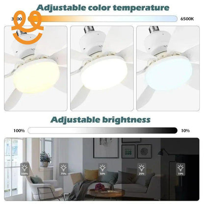 LED 30W Ceiling Fan Light E27 with Remote Control for Dimming, Suitable for Living Room, Study, Household Use,