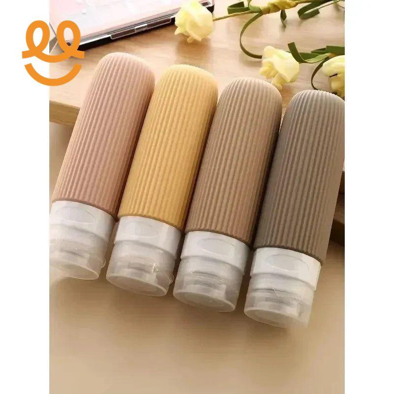 4pcs Silicone Gel Portioning Bottles Set for Body Wash, Skincare Lotion, Thickened Silicone Bottles for Travel Portioning