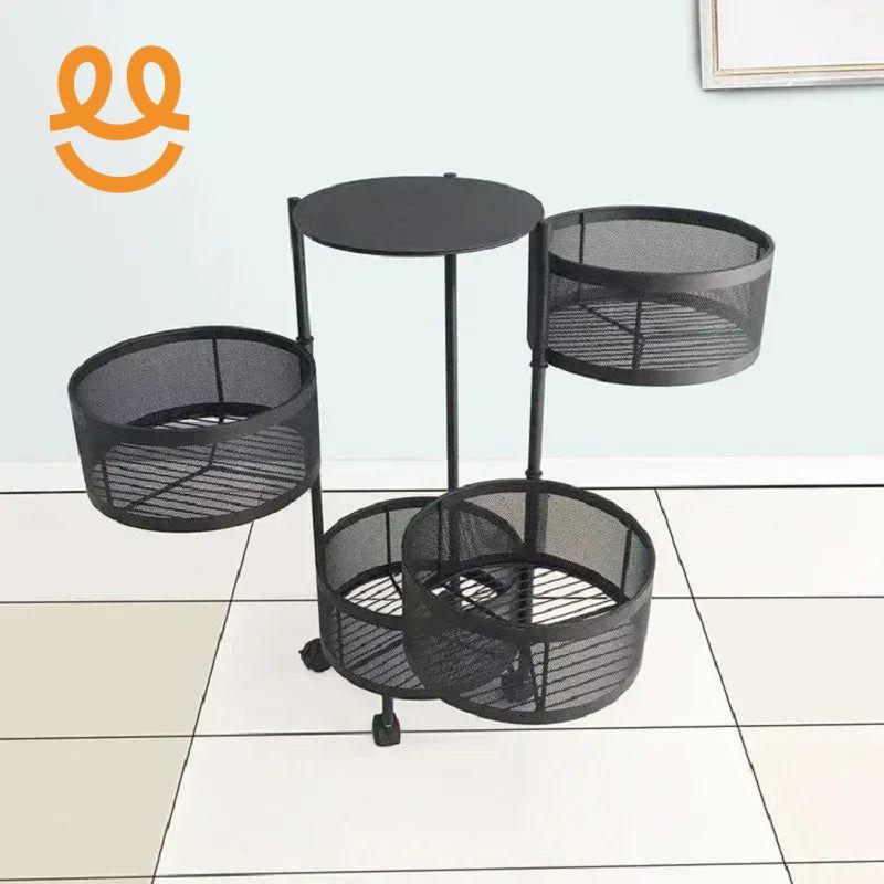 Kitchen Vegetable Shelving Multi-layer Floor Round Rotating Vegetable Basket Fruit Storage Basket for Household Items