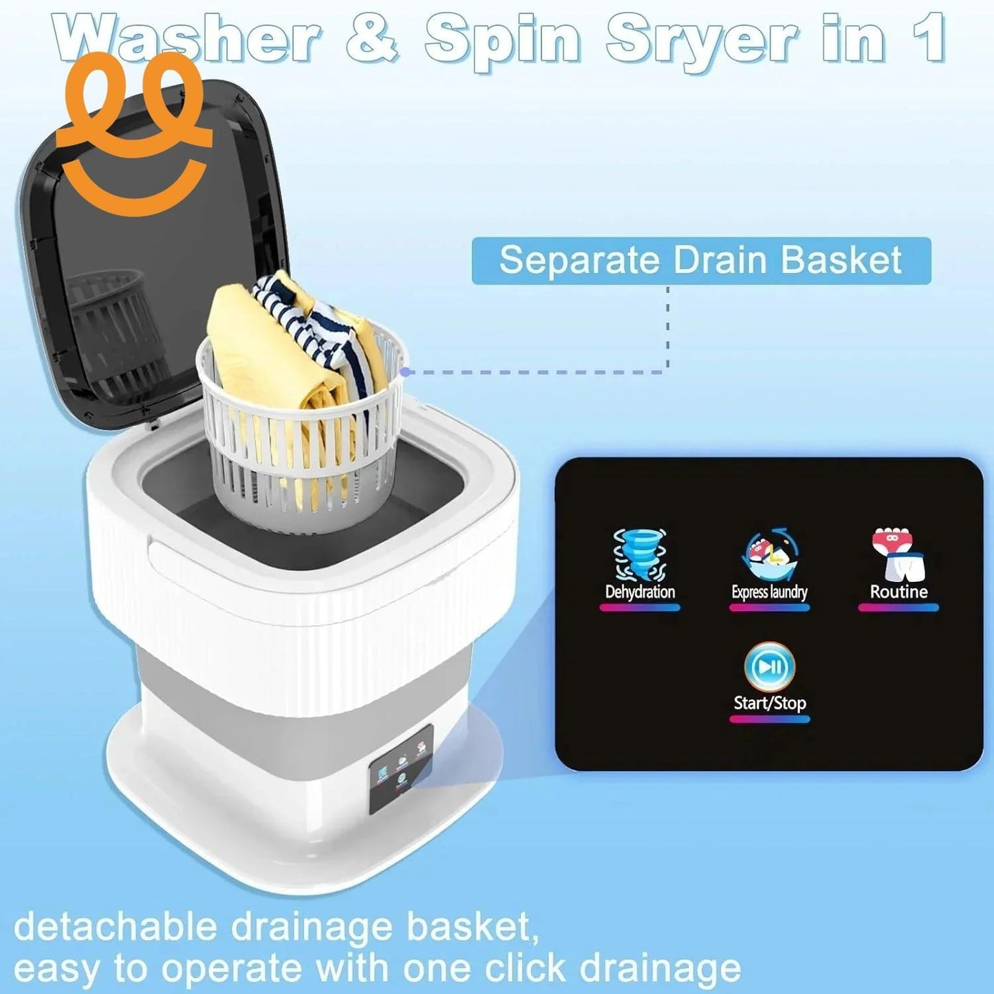 Portable Washing Machine, 10L Washer and Dryer