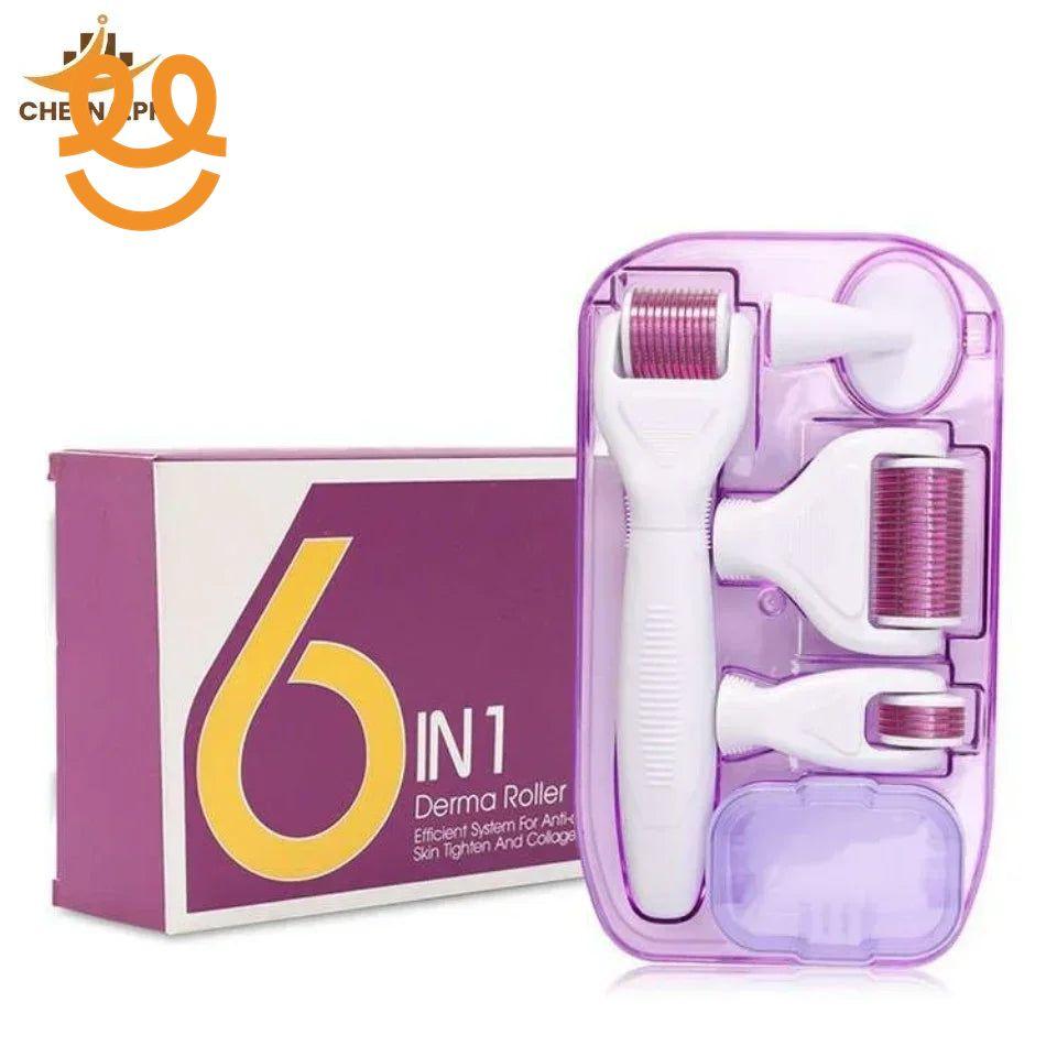 6 in 1 Derma Roller Kit for Face, Beard, Hair Growth & Skin Rejuvenation