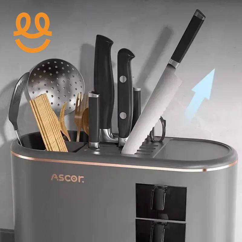 Multi-purpose Knife Chopsticks Holder with Seasoning Box Kitchen Plastic Utensil Drying Rack Spoon Fork Cutlery Storage Cylinder