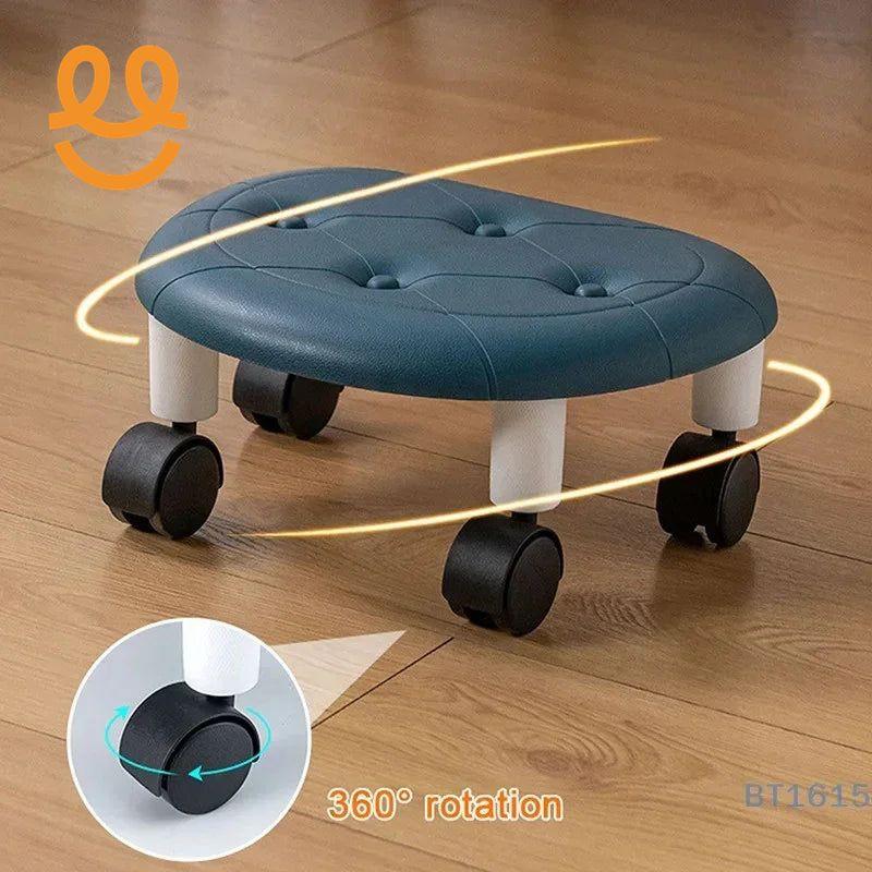 Low Rolling Stool Household Pulley Chair Footstool 360 Degree Rotating Stool Seat With Wheels Children Shoe Changing Stool