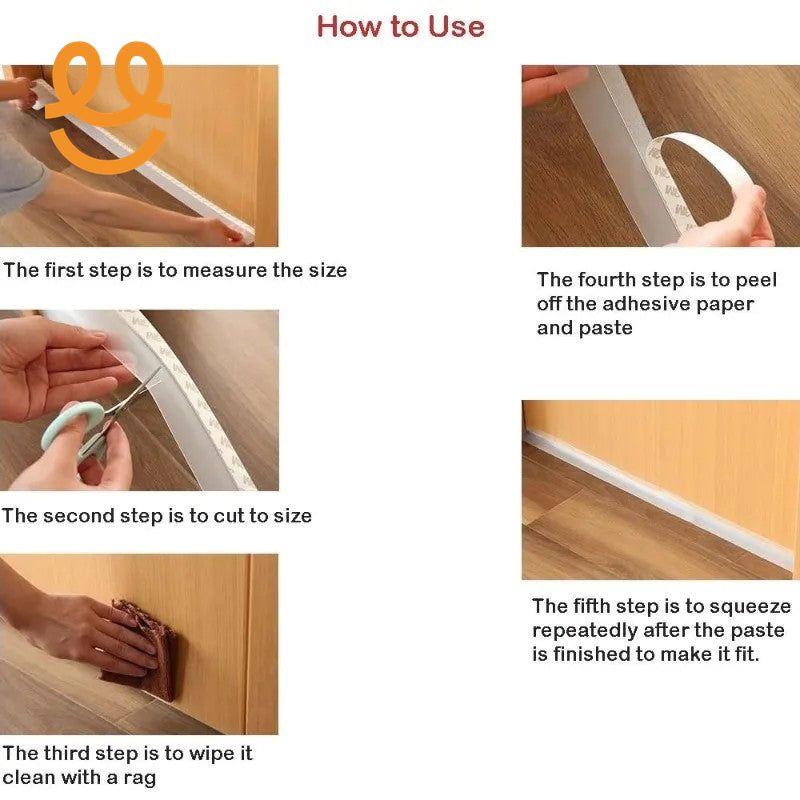 3M Window Sealing Strip Self Adhesive Weather Stripping Silicone Door Bottom Seal Strip Tape for Gaps of House Glass Shower Window