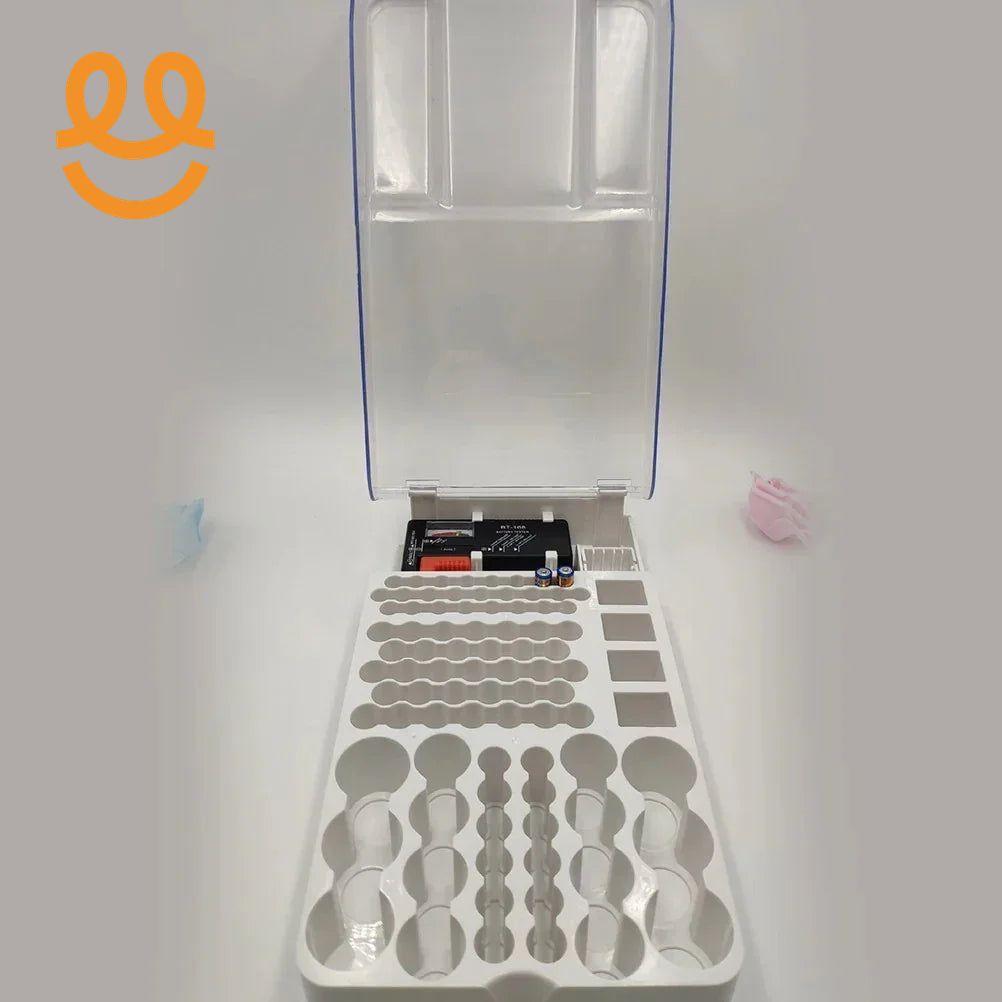 Battery Storage Organiser Holder with Tester Holds 93 Batteries Battery Caddy Rack