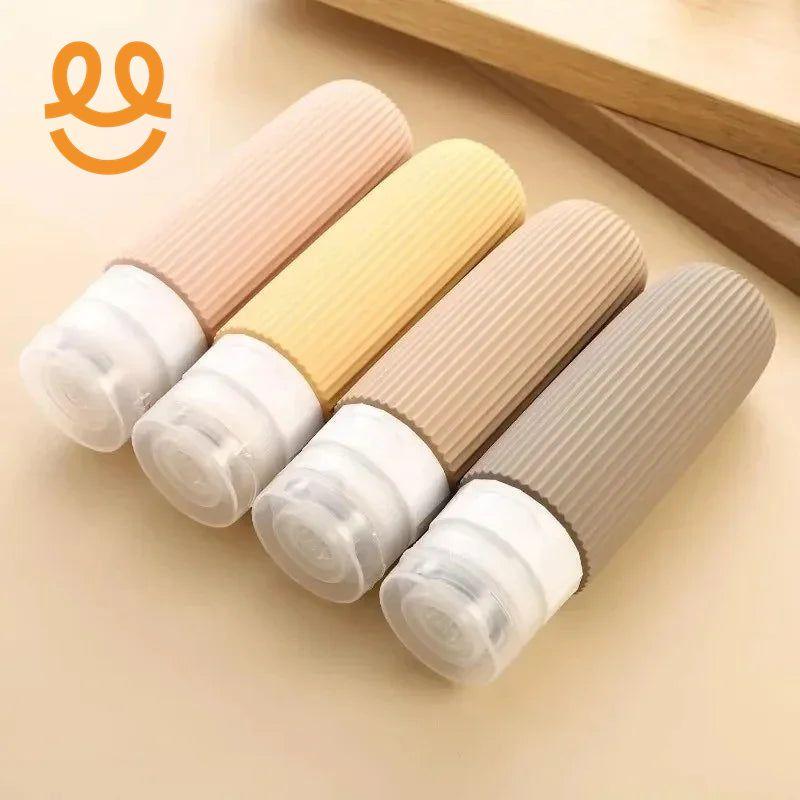 4pcs Silicone Gel Portioning Bottles Set for Body Wash, Skincare Lotion, Thickened Silicone Bottles for Travel Portioning