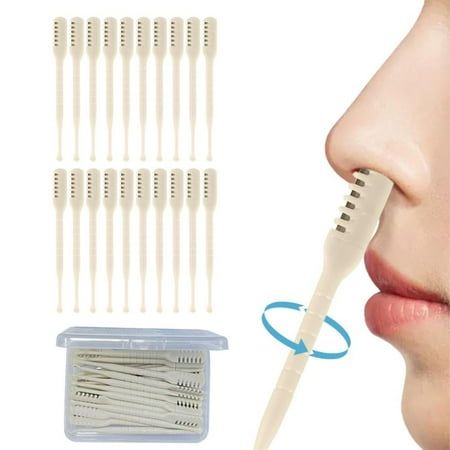 2 Pcs Nasal Manual Nose Hair Trimmer Set 360 Rotating Safe Painless Nasal Hair Remover