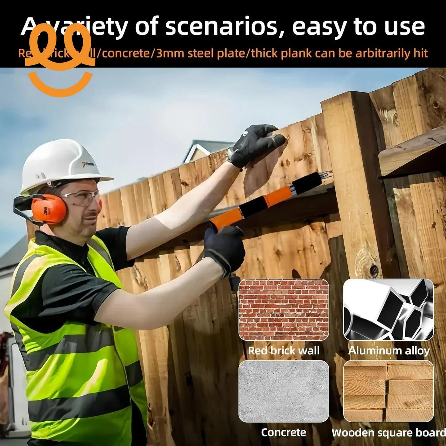 Heavy-Duty Concrete Nail Gun Kit with 10 Free Nails