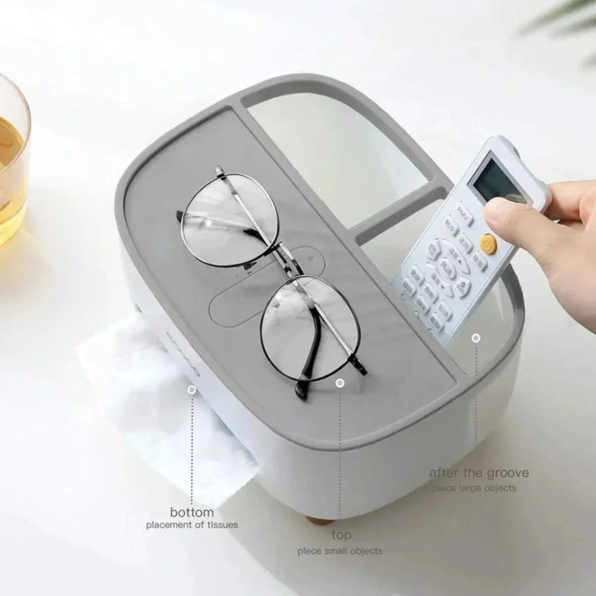 ECOCO Multi Functional Desk Storage Box Remote Control Case Cosmetic Organizer Holder Suction Paper Tissue Box