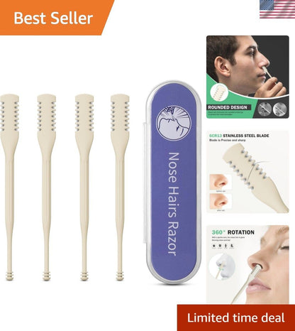 2 Pcs Nasal Manual Nose Hair Trimmer Set 360 Rotating Safe Painless Nasal Hair Remover