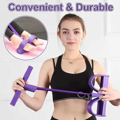 Foot Pedal Resistance Bands – 4 Elastic Pull Ropes | Home Gym Fitness Equipment for Full Body & Ab Workouts