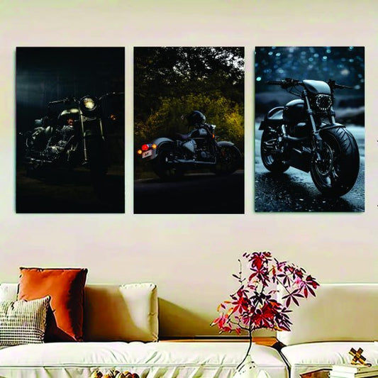 Set Of 3 Bikes Sticky Canvas Frames For Wall Decore / Sticky Phototiles