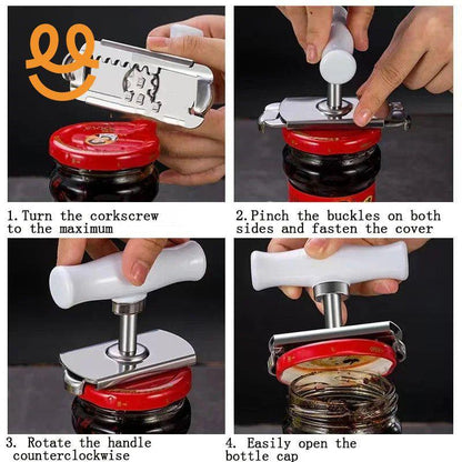 Heavy-Duty Stainless Steel Jar Opener, Lid Remover Tool