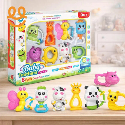 Kids Baby Rattle Set (8 Pieces) – Manual Sensory Toys for Newborns