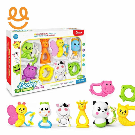 Kids Baby Rattle Set (8 Pieces) – Manual Sensory Toys for Newborns